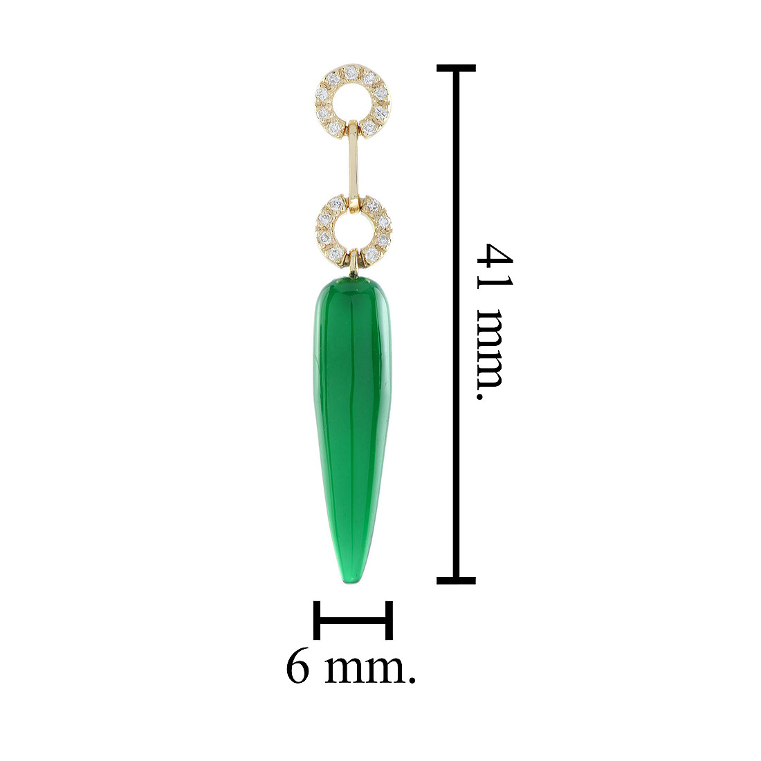 green-agate-diamond-drop-earrings-art-deco-style-14k-gold-size Green Agate Art Deco Style Earrings Size