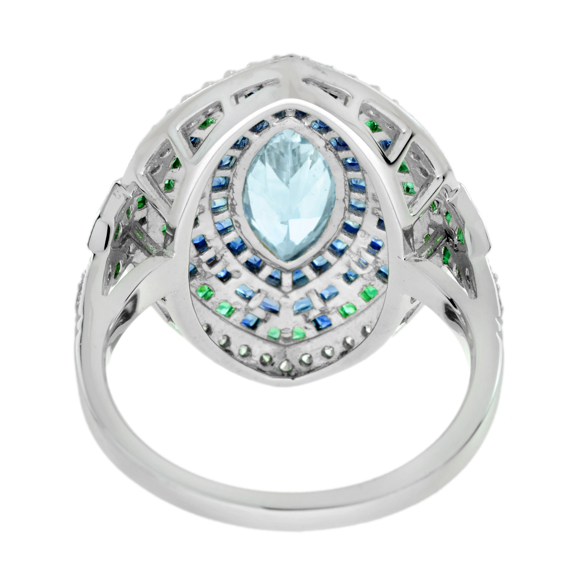 marquise-aquamarine-sapphire-emerald-diamond-ring-art-deco-style-18k-gold-back Marquise Aquamarine Art Deco Style Ring Back