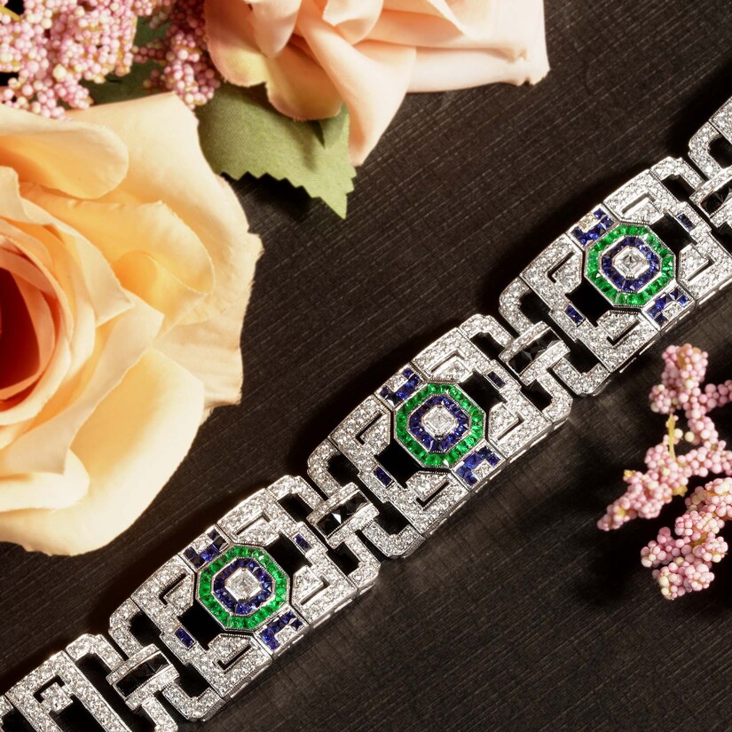 Multi Gemstone Art Deco Style Bracelet Beauty