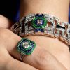 multi-gemstone-art-deco-bracelet-18k-white-gold-in-body-set Multi Gemstone Art Deco Style Bracelet on Body Set