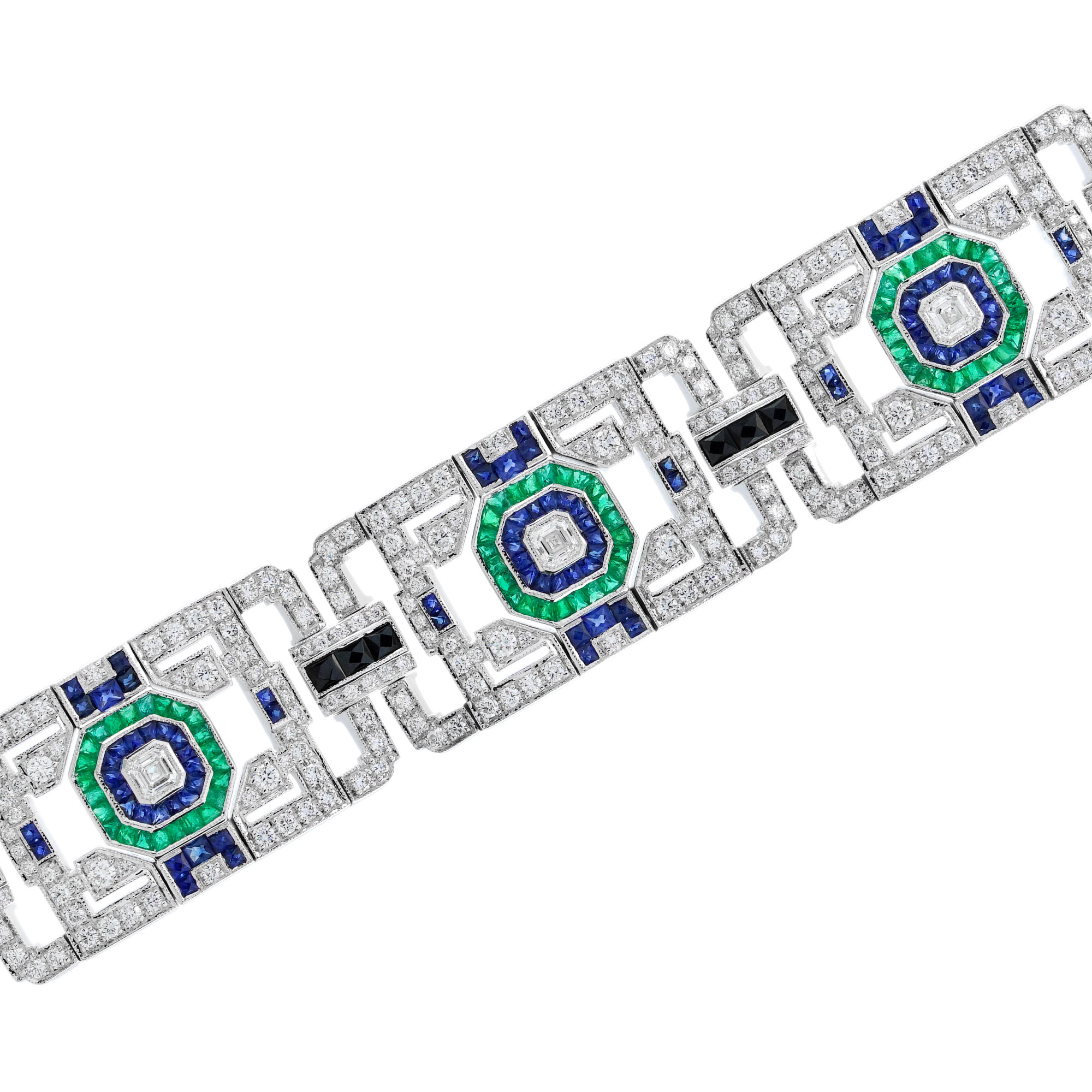 Multi Gemstone Art Deco Style Bracelet Top View
