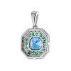 octagonal-blue-topaz-emerald-diamond-pendant-art-deco-style-14k-gold-back London Blue Topaz Emerald Art Deco Style Pendant Back