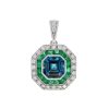 Octagonal London Blue Topaz London Blue Topaz Emerald Pendant, Art Deco Style, Solid Gold by Lilly M. JEWELERS
