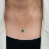 octagonal-blue-topaz-emerald-diamond-pendant-art-deco-style-14k-gold-on-body-near London Blue Topaz Emerald Art Deco Style Pendant on Body Near