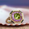 octagonal-peridot-pink-sapphire-diamond-ring-art-deco-style-18k-gold-beauty-side Chamfer | Peridot, Pink Sapphire Statement Ring