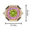 octagonal-peridot-pink-sapphire-diamond-ring-art-deco-style-18k-gold-size Peridot Pink Sapphire Art Deco Style Ring Size