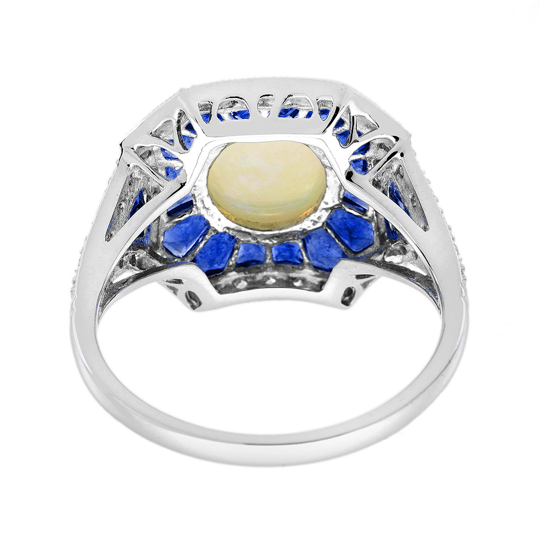 opal-sapphire-diamond-statement-ring-geometric-18k-white-gold-back Opal Sapphire and Diamond Geometric Statement Ring Back
