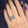 opal-sapphire-diamond-statement-ring-geometric-18k-white-gold-on-body-distant Opal Sapphire and Diamond Geometric Statement Ring on Body Distant