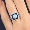 opal-sapphire-diamond-statement-ring-geometric-18k-white-gold-on-body-near Opal Sapphire and Diamond Geometric Statement Ring on Body Near