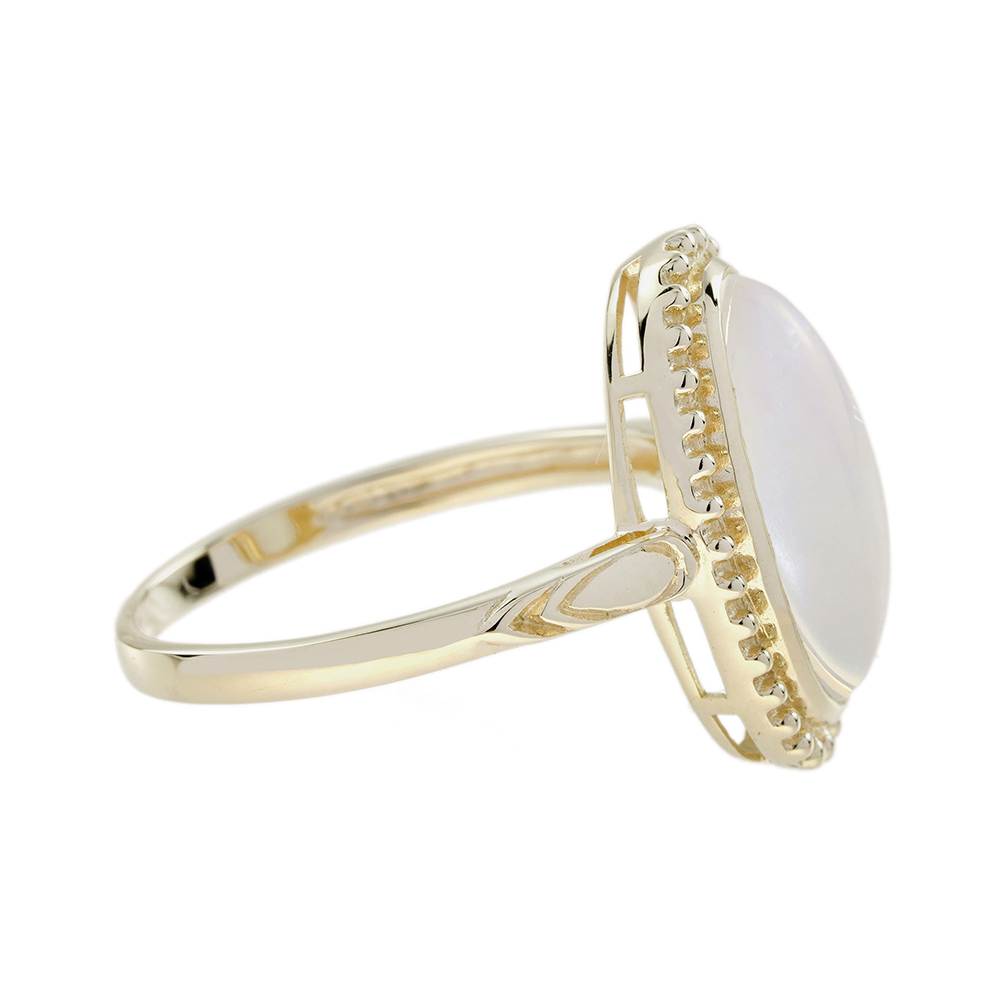 oval-moonstone-solitaire-ring-art-deco-style-9k-gold-side Oval Moonstone Art Deco Style Ring Side