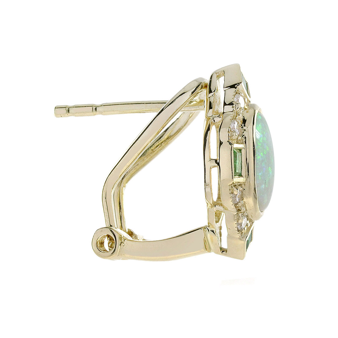 Opal Emerald Art Deco Style Earrings Side