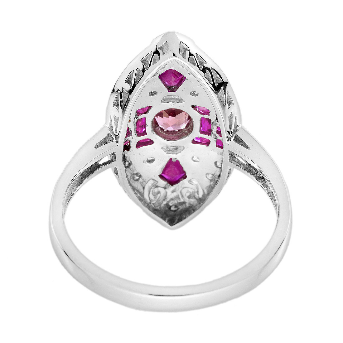 Pink Tourmaline Ruby Diamond Marquise Cocktail Ring