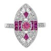 pink-tourmaline-ruby-diamond-marquise-cocktail-ring-14k-white-gold-front Pink Tourmaline Ruby Diamond Marquise Cocktail Ring