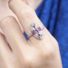 pink-tourmaline-ruby-diamond-marquise-cocktail-ring-14k-white-gold-on-body-front-near Pink Tourmaline Ruby Diamond Marquise Cocktail Ring