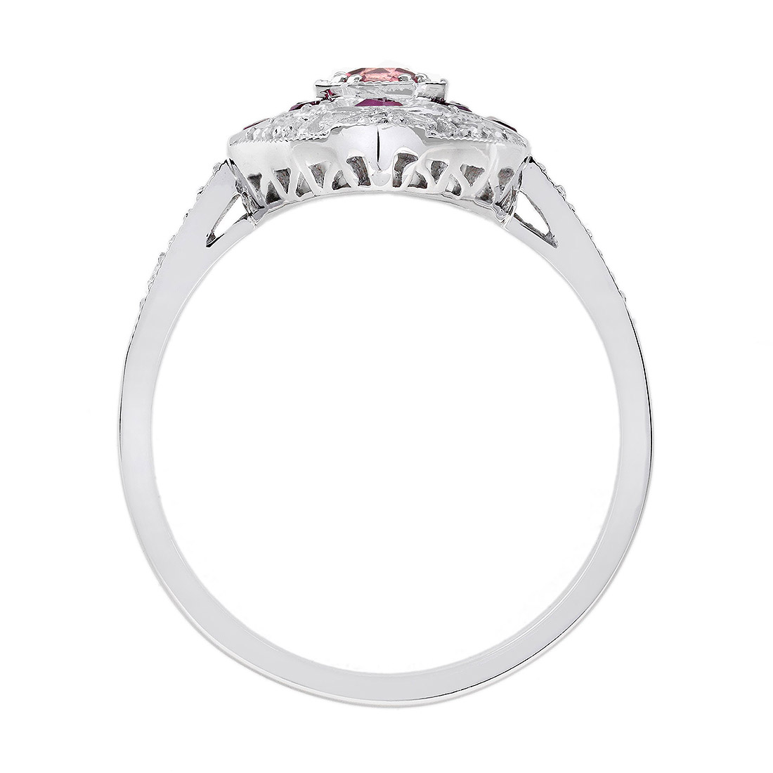 Pink Tourmaline Ruby Diamond Marquise Cocktail Ring