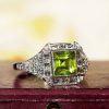 princess-peridot-diamond-ring-art-deco-style-14k-gold-beauty-side Peridot Diamond Art Deco Style Engagement Ring