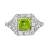 Peridot Diamond Art Deco Style Ring Square Peridot Diamond Engagement Ring, Art Deco Style, Solid Gold by Lilly M. JEWELERS