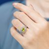 princess-peridot-diamond-ring-art-deco-style-14k-gold-on-body-front-near Peridot Diamond Art Deco Style Ring on Body Front Near