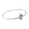 round-brilliant-diamond-french-cut-ruby-bangle-art-deco-style-18k-gold-angled-view Diamond and Ruby Art Deco Style Bangle Bracelet Angled View