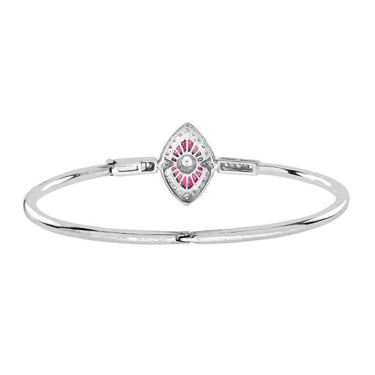 round-brilliant-diamond-french-cut-ruby-bangle-art-deco-style-18k-gold-back Diamond and Ruby Art Deco Style Bangle Bracelet Back