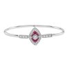 Art Deco Style Diamond and Ruby Bangle with Round Brilliant Diamond and French-Cut Rubies, Solid Gold by Lilly M. JEWELERS
