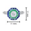 round-diamond-emerald-sapphire-target-ring-art-deco-style-18k-gold-size Diamond Emerald Sapphire Art Deco Style Ring Size