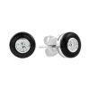 Round Diamond Onyx Stud Earrings, Art Deco Style, Solid Gold by Lilly M. JEWELERS
