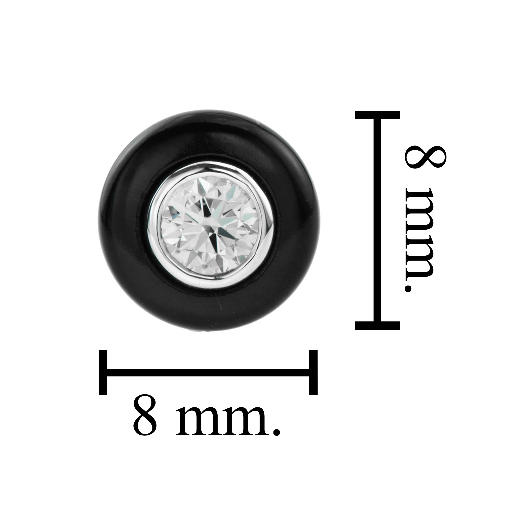 Diamond Onyx Art Deco Style Stud Earrings Size