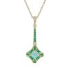 Round Opal Emerald Necklace, Art Deco Style, Solid Gold by Lilly M. JEWELERS
