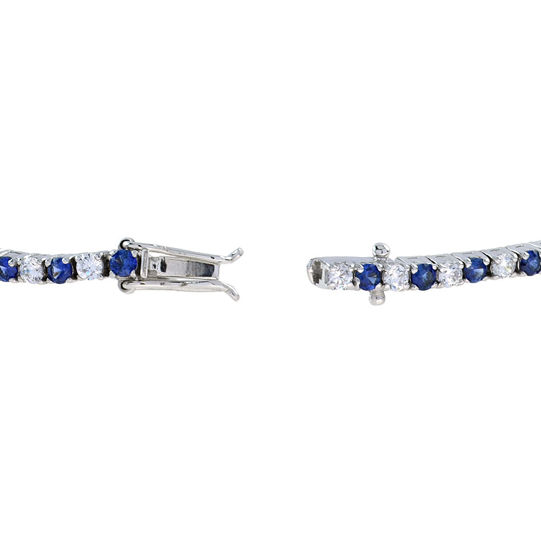 Sapphire and Diamond Classic Tennis Bracelet Back Open