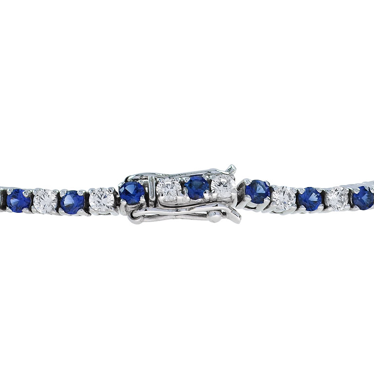 Sapphire and Diamond Classic Tennis Bracelet Back Lock