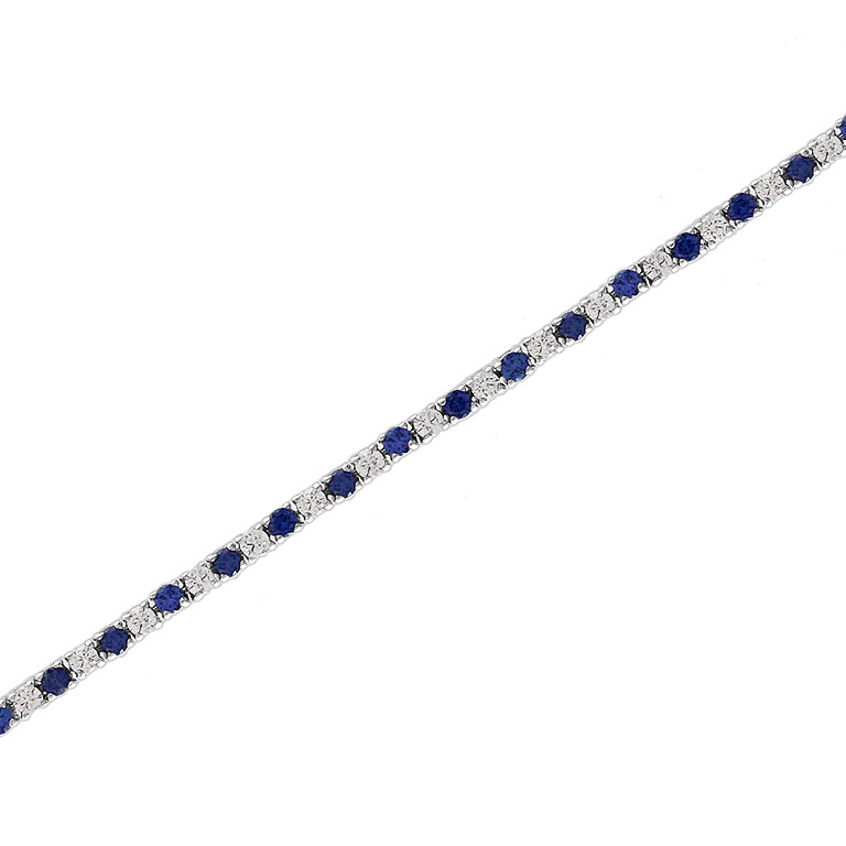 Sapphire and Diamond Classic Tennis Bracelet Top View