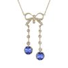 Tanzanite and Diamond Edwardian Style Bow Negligee Necklace Tanzanite and Diamond Necklace Edwardian Style Bow Negligee in 14K Gold by Lilly M. JEWELERS