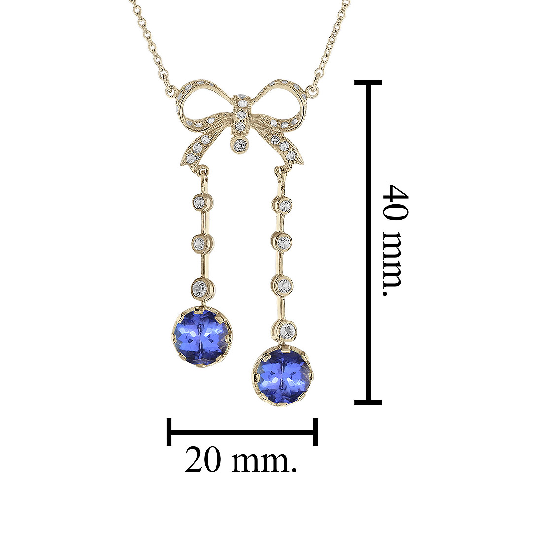 Tanzanite and Diamond Edwardian Style Bow Negligee Necklace Size
