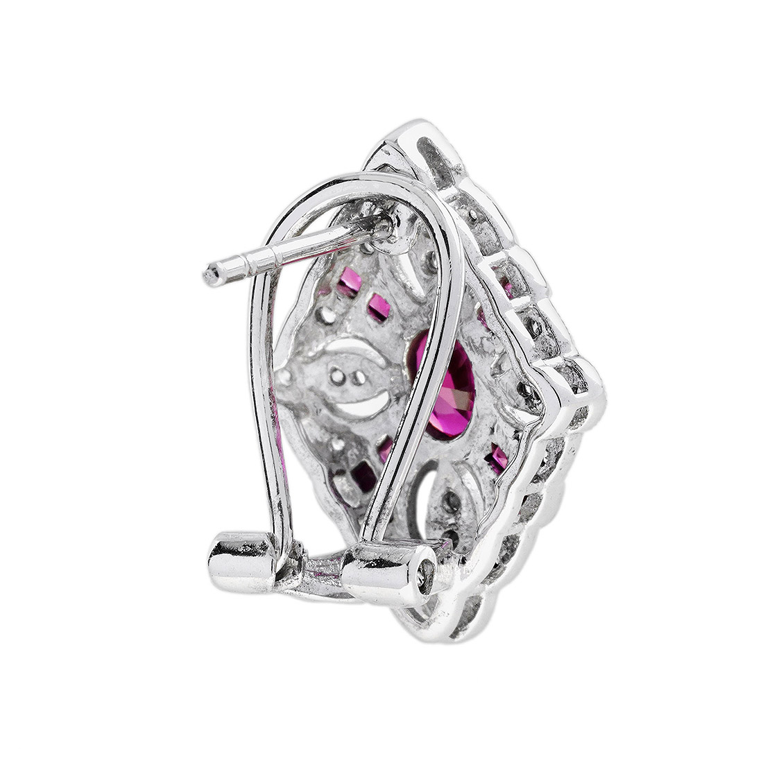 ruby-diamond-geometric-stud-earrings-18k-white-gold-back Ruby Diamond Geometric Stud Earrings Back