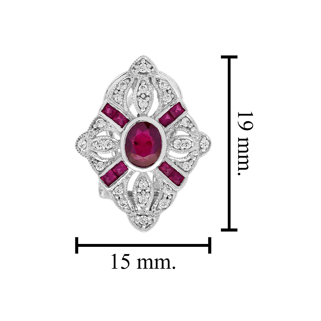 ruby-diamond-geometric-stud-earrings-18k-white-gold-size Ruby Diamond Geometric Stud Earrings Size